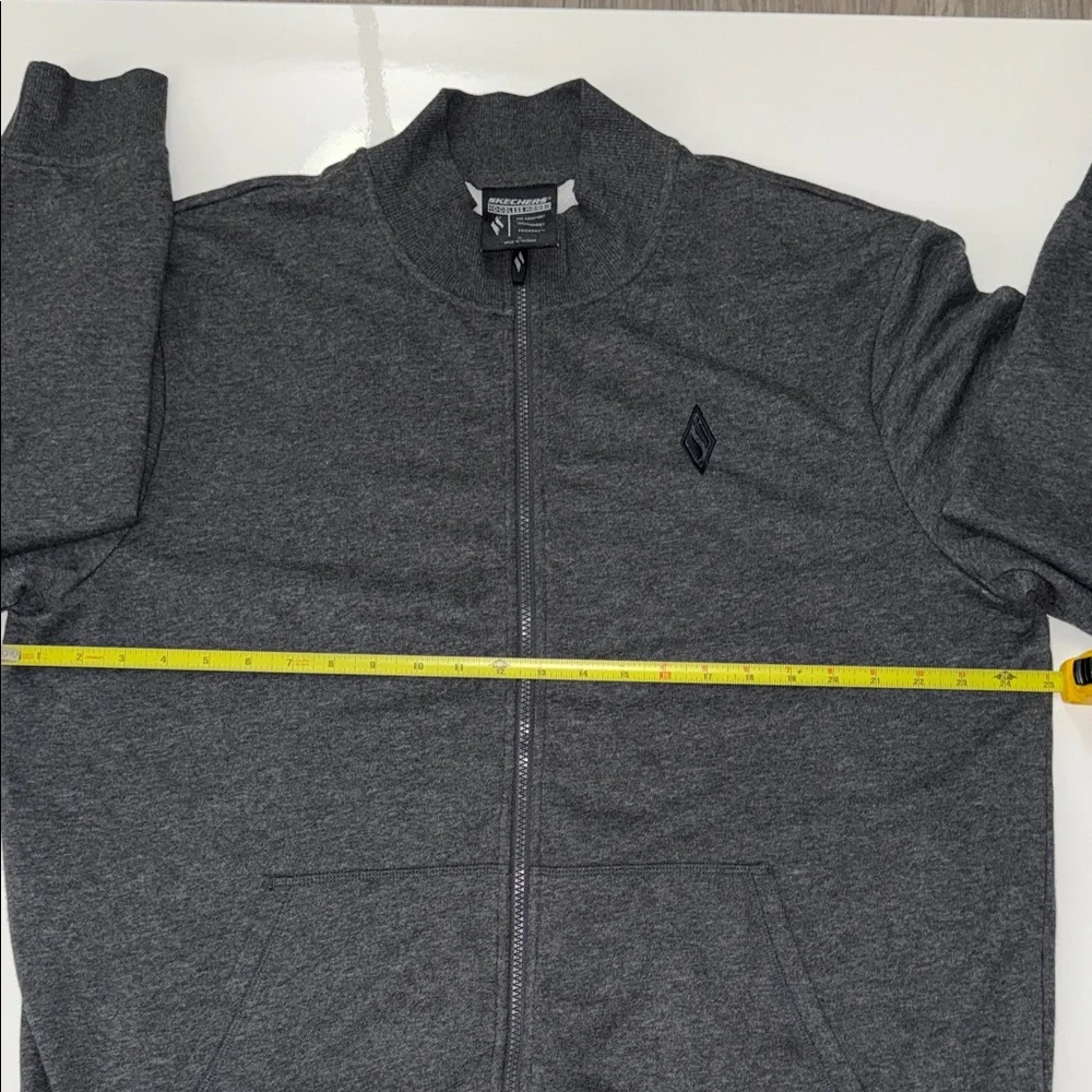 Skechers Jacket Mens XL Hoodless Hoodie Full Zip Knit Sweat Mock Neck Gray